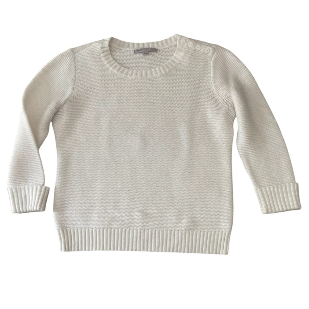 GAP Cream 3/4 Sleeve Button Neck Sweater Size Small